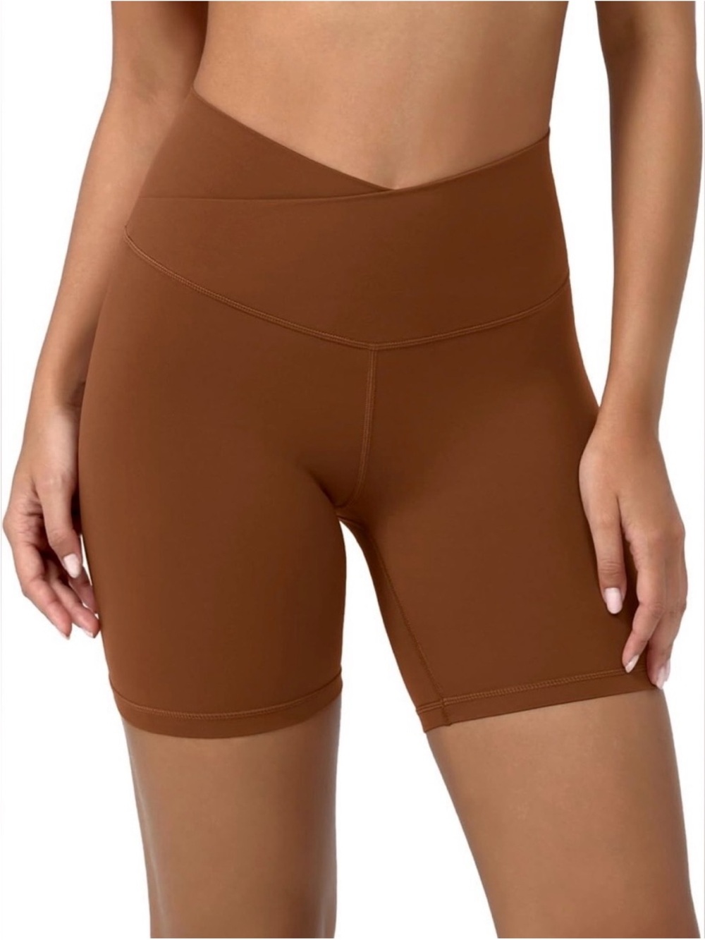 Joylab Rust High-Rise Criss Cross Bike Shorts
